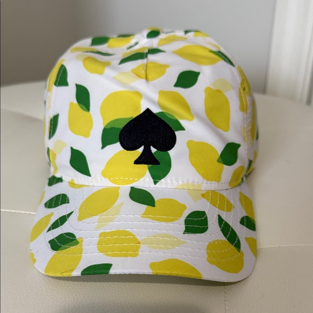 Kate Spade White and Yellow Lemon Print Hat